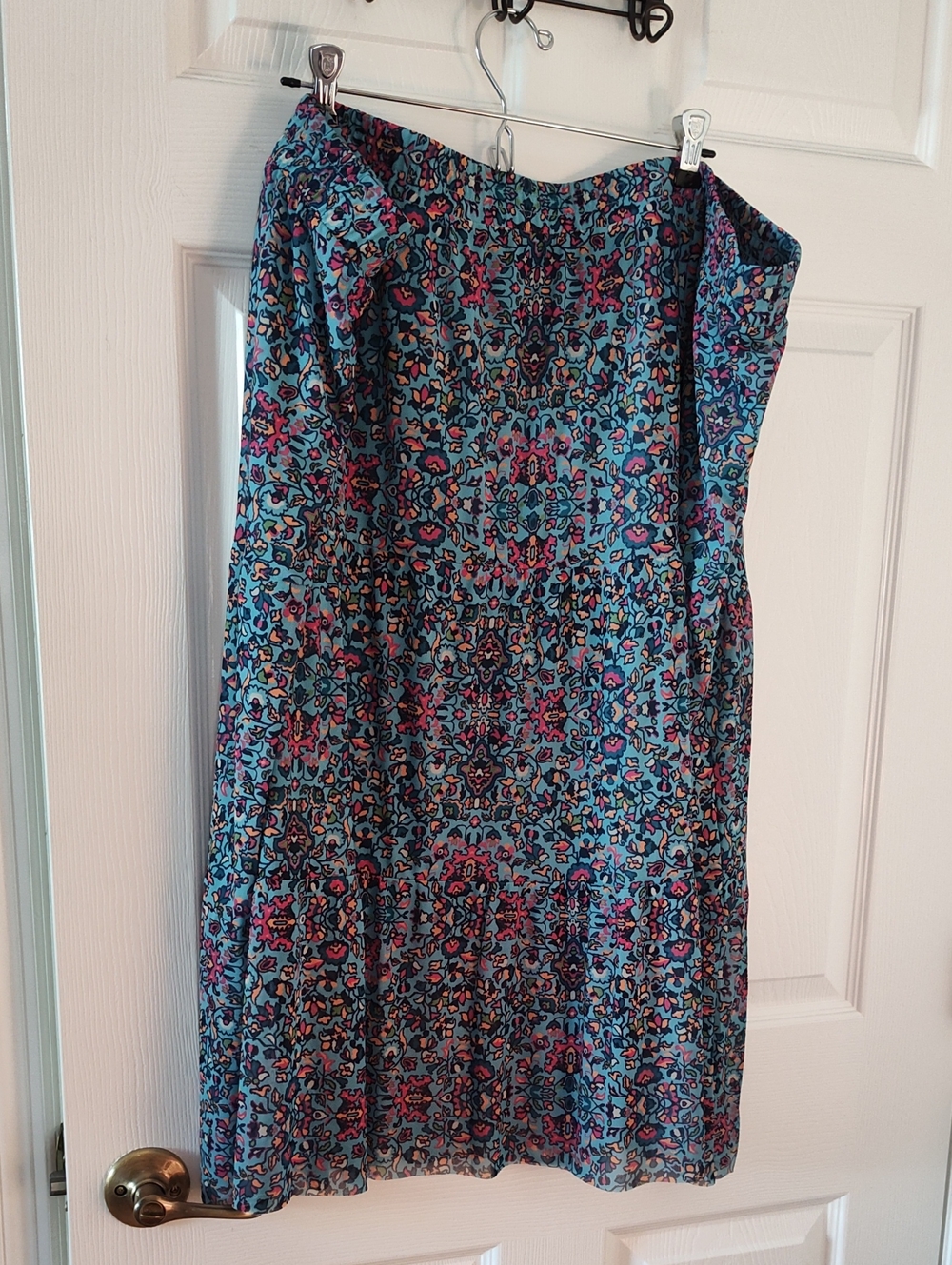 Blue Multi-Accent Midi Skirt